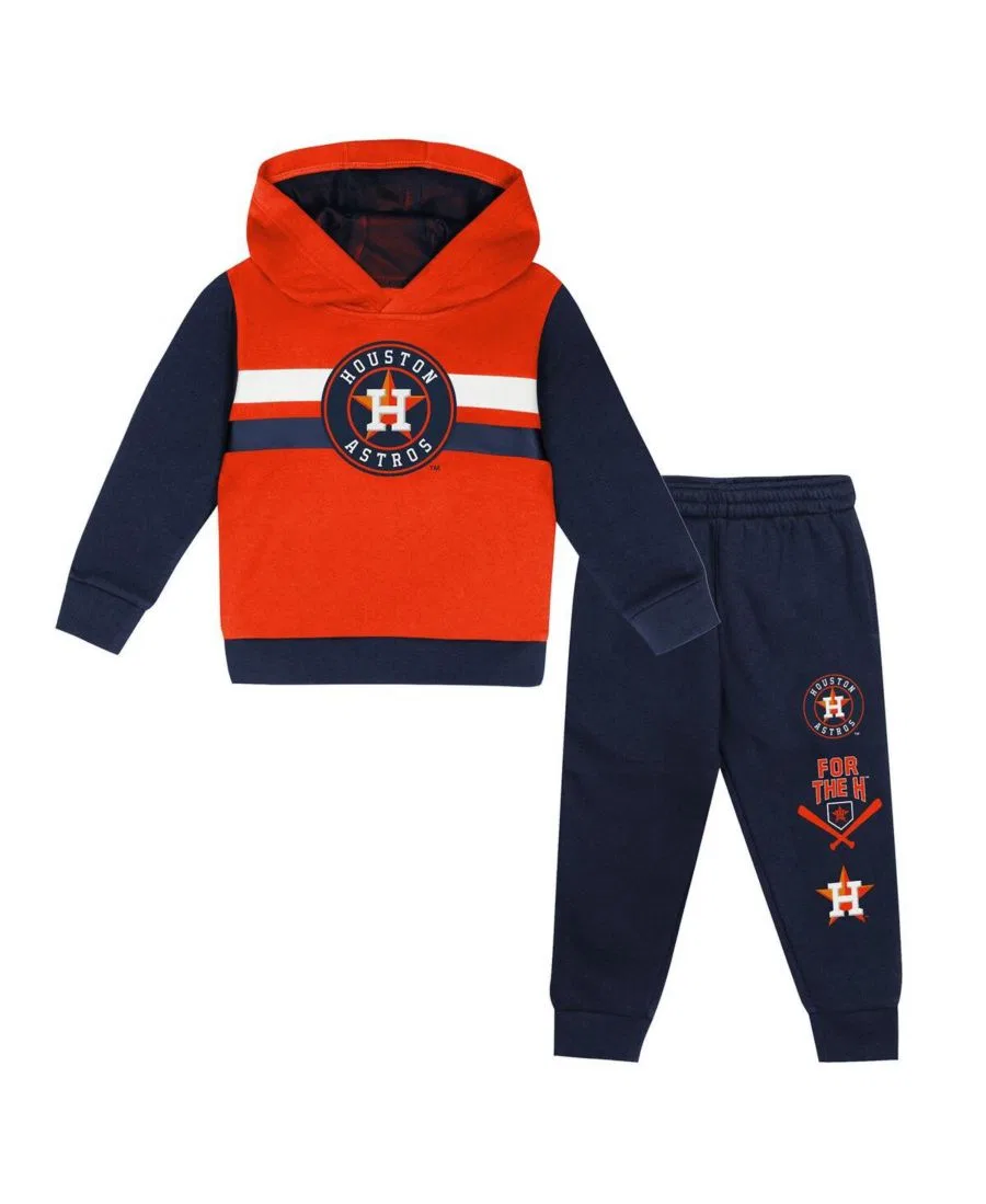 Детский комплект из худи и спортивных брюк с флисовой подкладкой Wind Up Pullover Hoodie and Sweatpants Set Outerstuff, Orange Navy