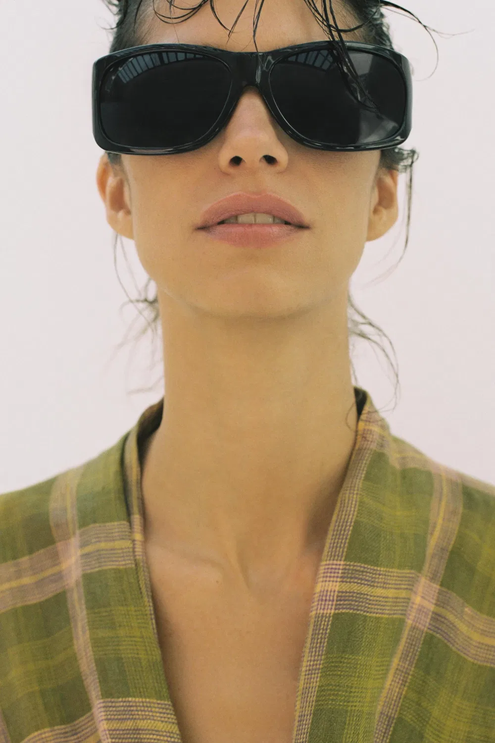 Платье из клетчатого льна из коллекции ZW ZARA, Green — фото 3
