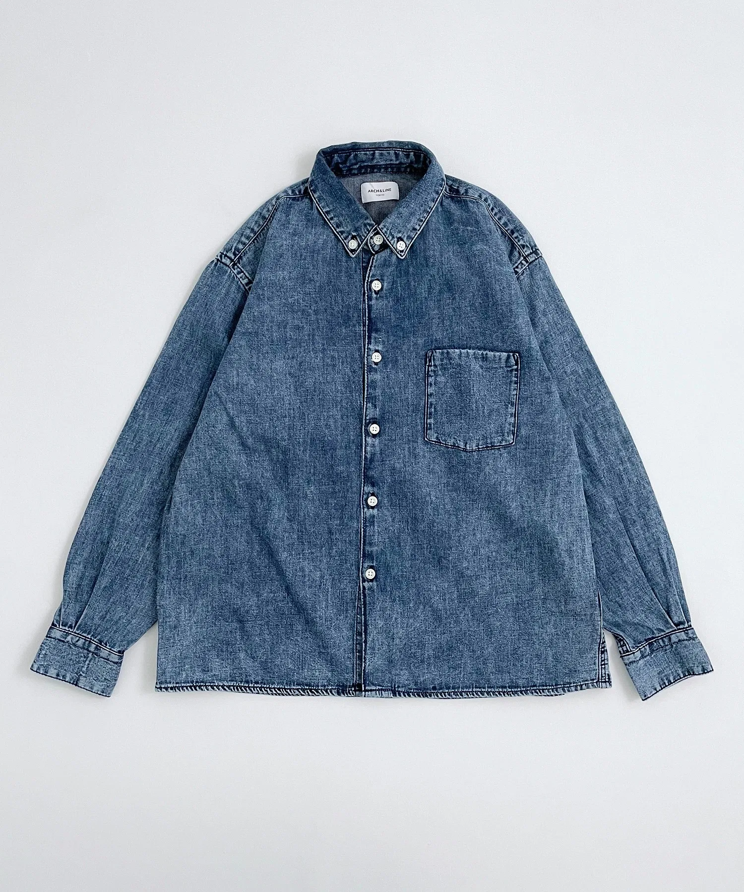 Детская хлопковая рубашка ARCH & LINE Button Down голубая