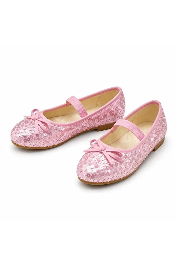 Детские балетки для девочек с пайетками Puffimod, Pink