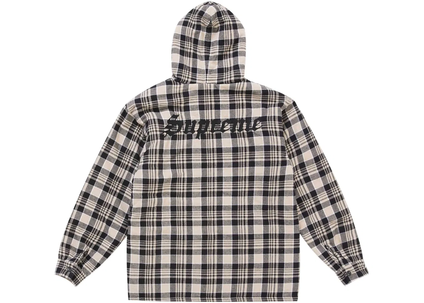 Мужская фланелевая рубашка-худи на молнии с капюшоном Supreme Shirt, White — фото 3