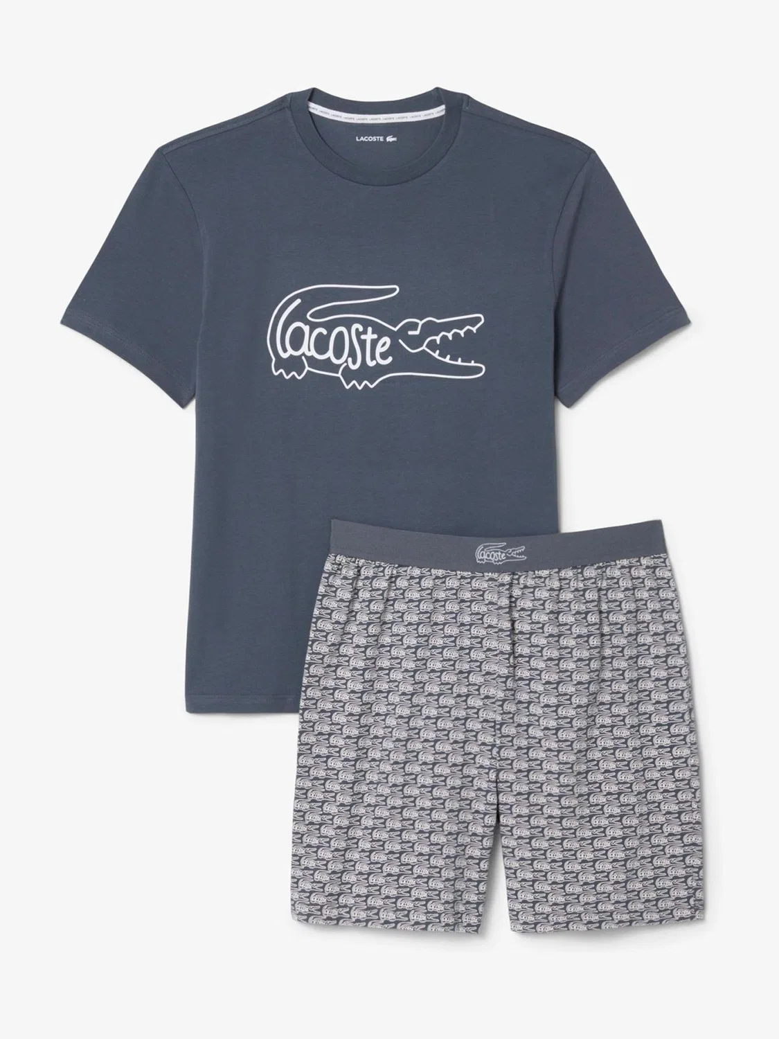Пижама с принтом крокодила, джерси Lacoste, серый