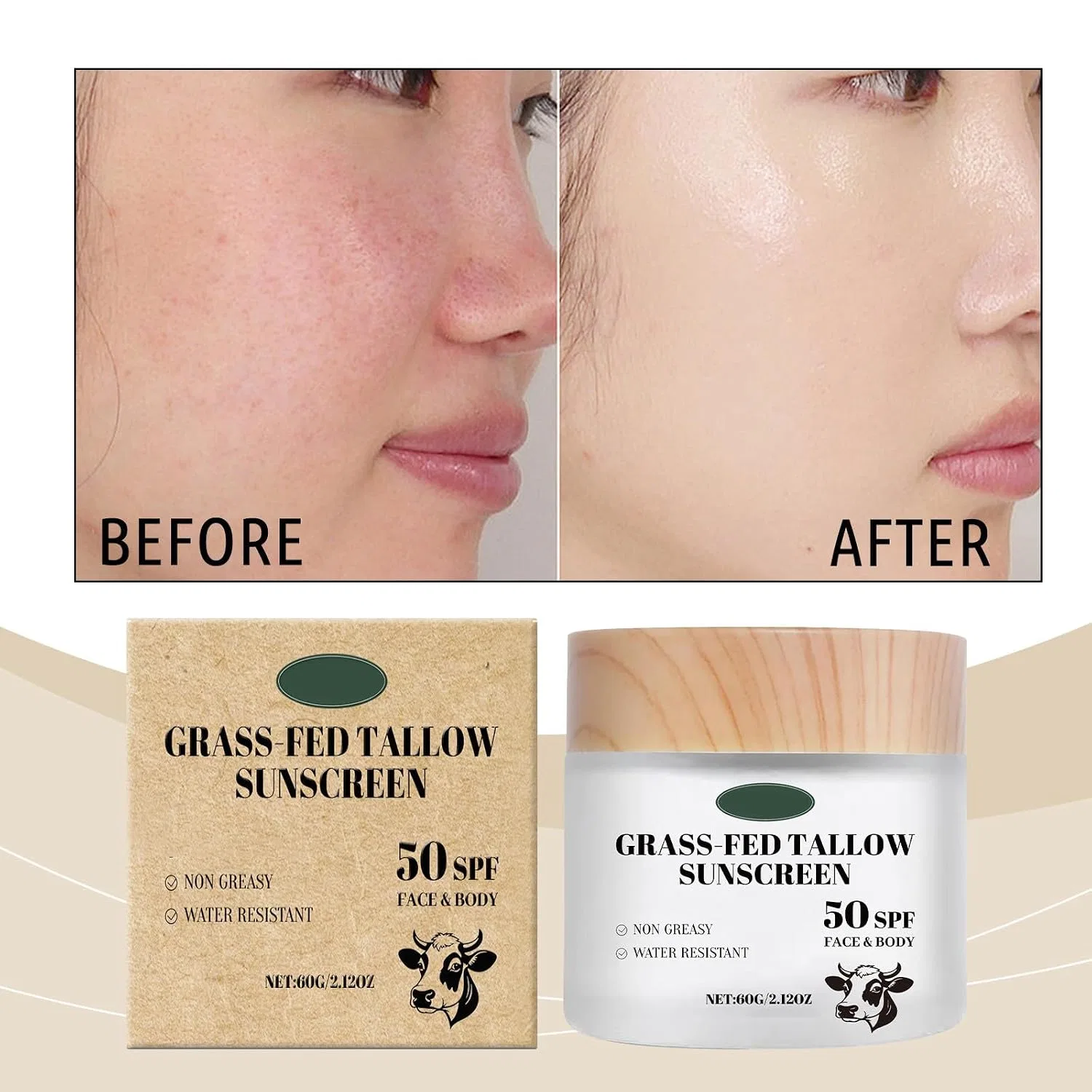 Солнцезащитный крем для лица SPF50, Natural, 60 г Generisch — фото 4
