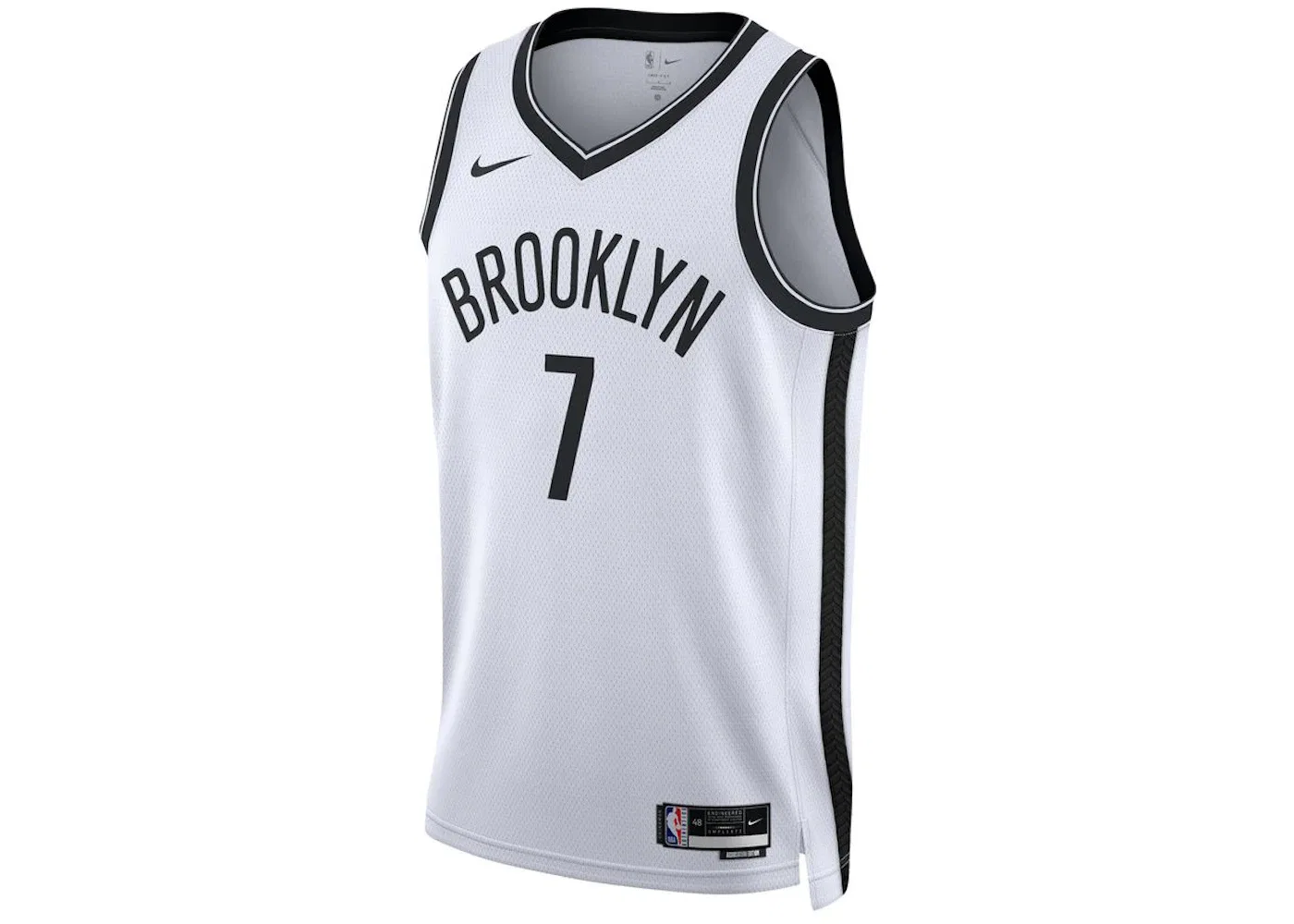 Мужская игровая футболка с длинным рукавом Nike NBA Brooklyn Nets Kevin Durant 2023/24 Association Edition Jersey, Cloud White/Core Black