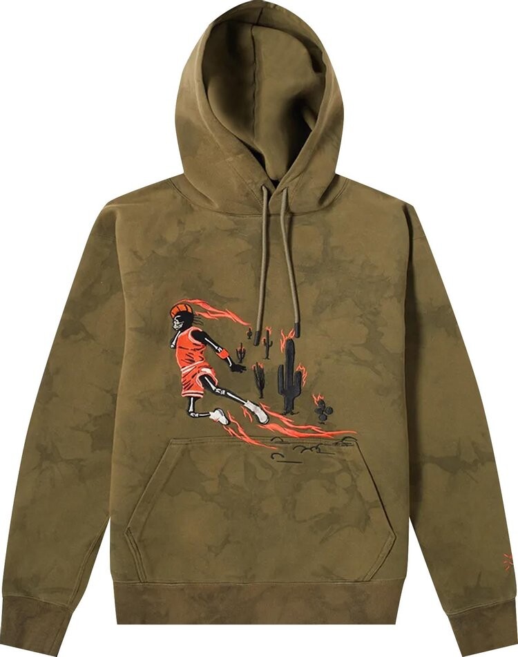 

Худи Cactus Jack by Travis Scott x Air Jordan Washed Suede Hoodie 'Medium Olive', зеленый