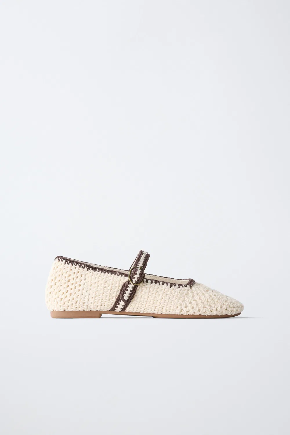 Вязаные балетки ZARA, Ecru White