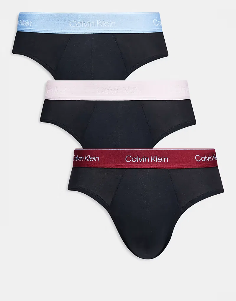 Боксеры-брифы-хипстеры хлопковые стретч Icon 3 шт Calvin Klein, черный