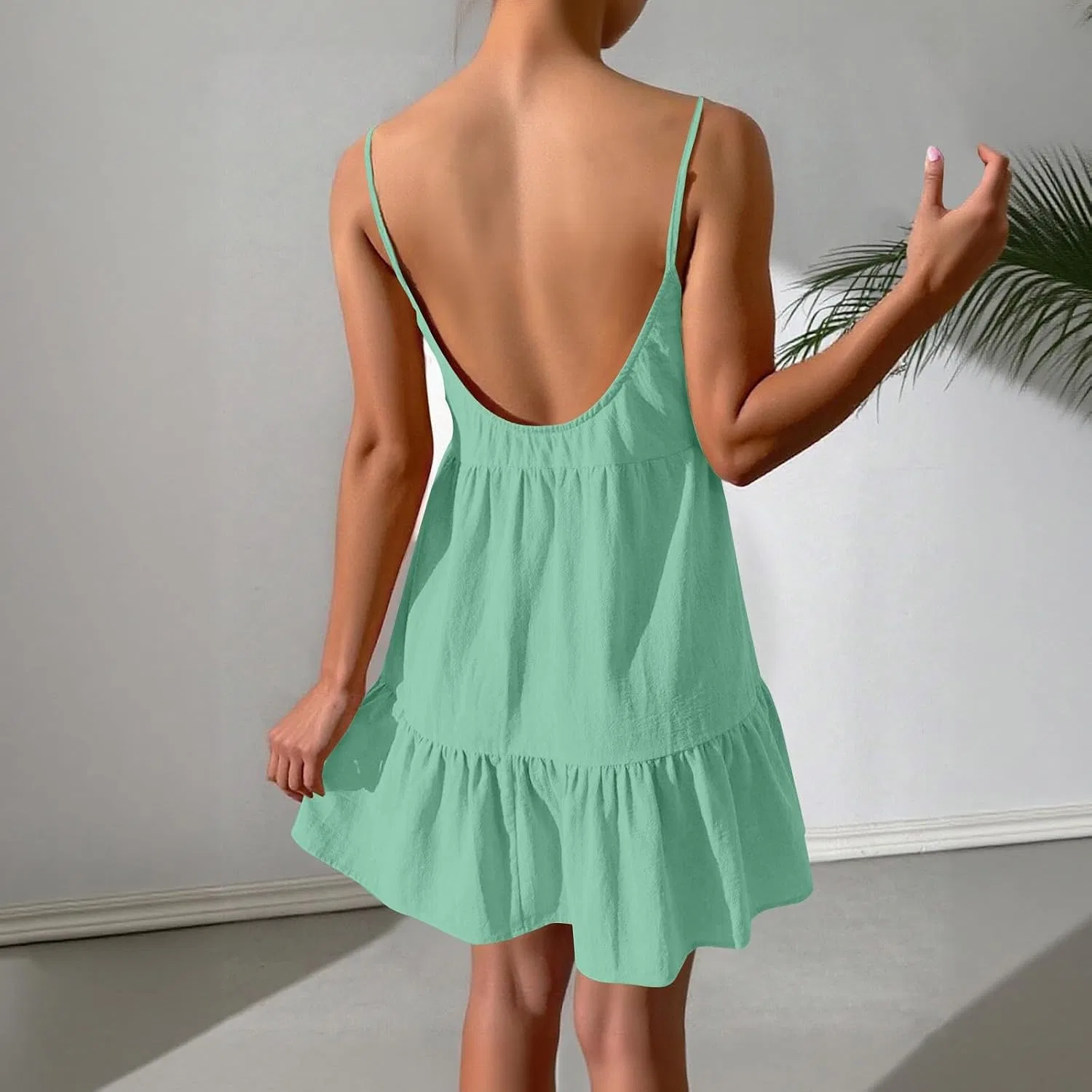 Женское летнее платье-макси на бретельках Mint Green — фото 2