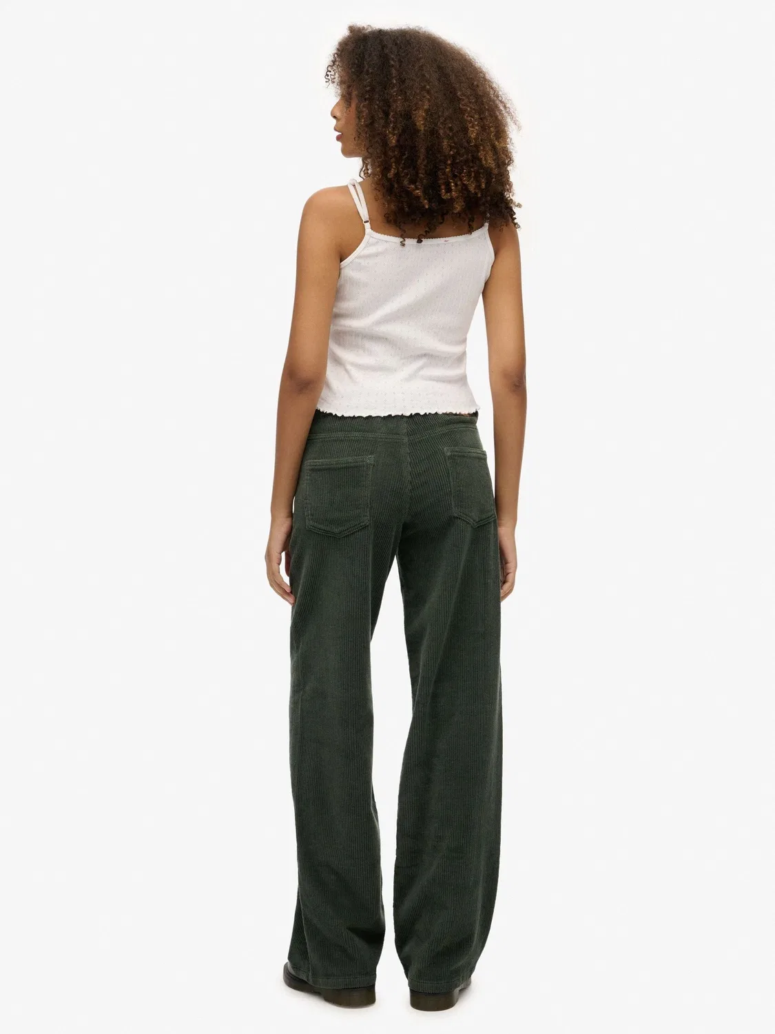 Брюки прямого кроя Superdry Mid Rise Baggy Jumbo Cord, зеленые — фото 3
