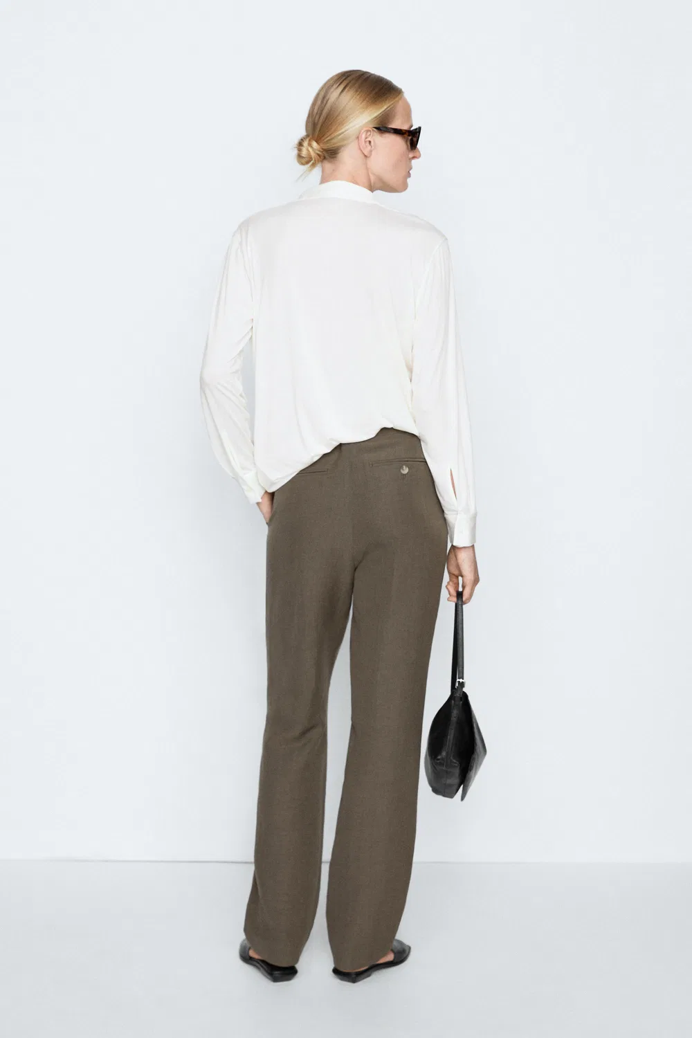 Рубашка Massimo Dutti, свободный крой, кремовый — фото 3