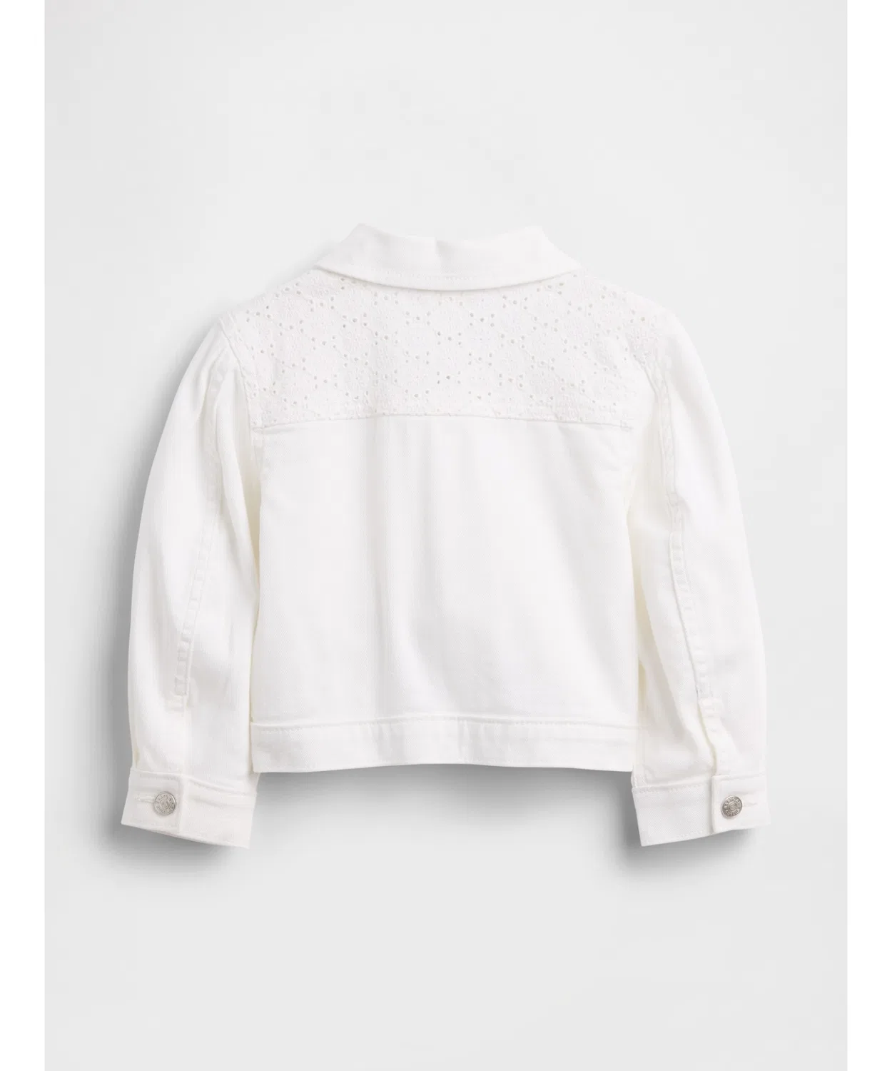 Детская джинсовая куртка с вышивкой Eyelet GAP, Белая — фото 3
