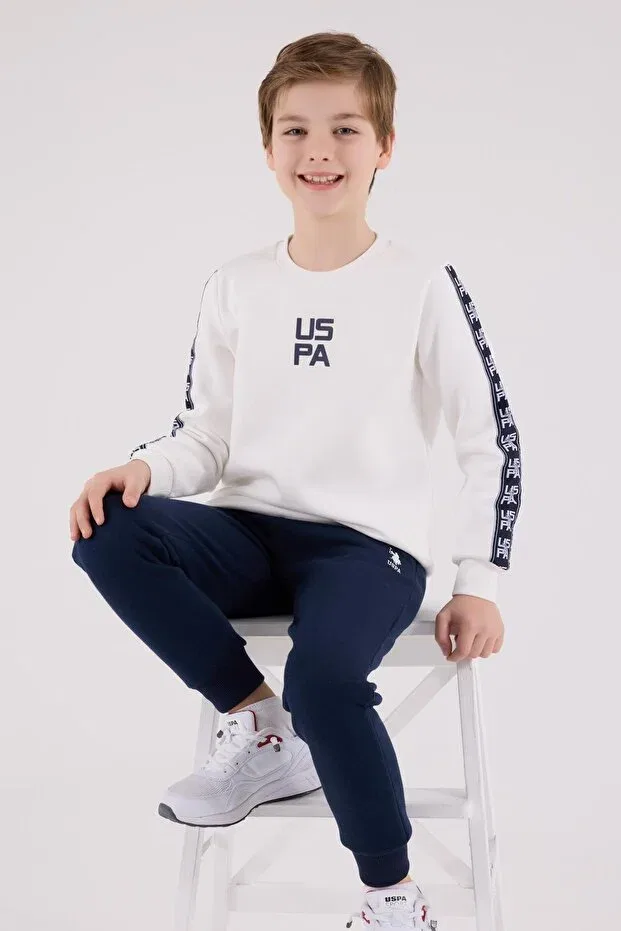 Детский спортивный костюм для мальчиков из футера U.S. Polo Assn., White