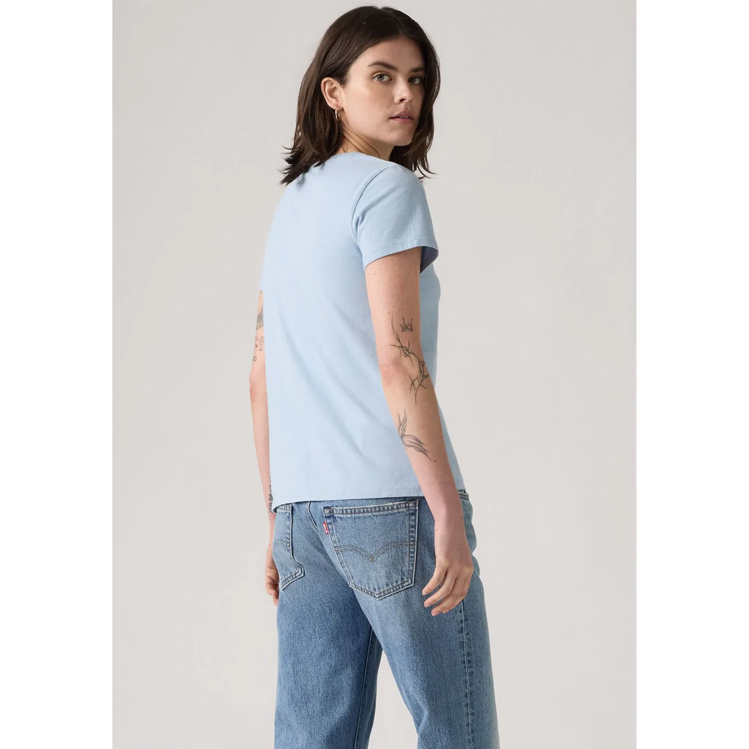 Женская хлопковая футболка Levi's, Chambray Blue — фото 3