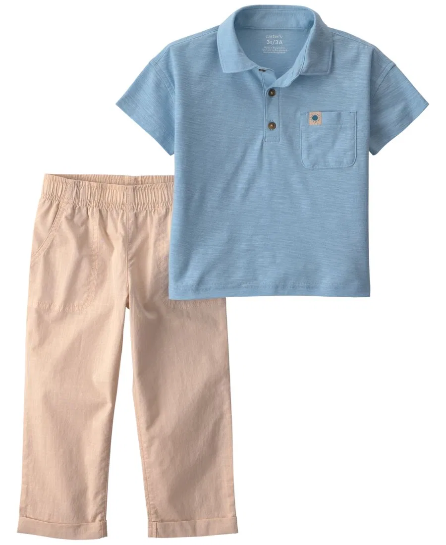Комплект из поло и брюк с моделью Carter's, Blue/Beige