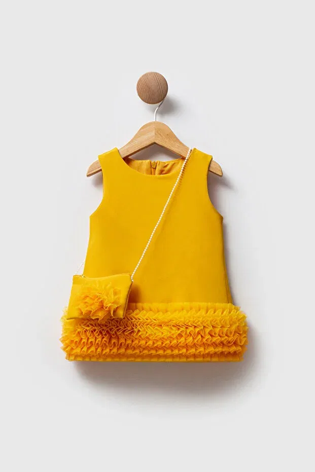 Детское платье для девочек с рюшами Colorful Ruffled Skirt Wecan, Orange
