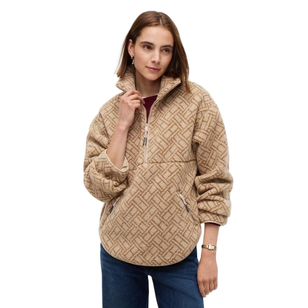 Женская флисовая куртка Tommy Hilfiger Teddy Jacquard Relaxed Half-Zip, бежевый