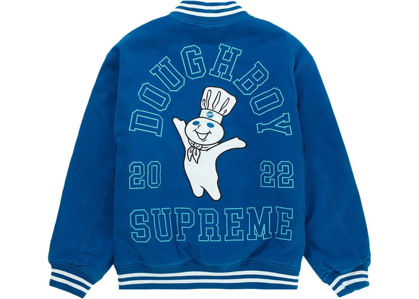 Мужская куртка-бомбер с принтом Supreme Mitchell & Ness Doughboy Twill Varsity Jacket, Blue — фото 3