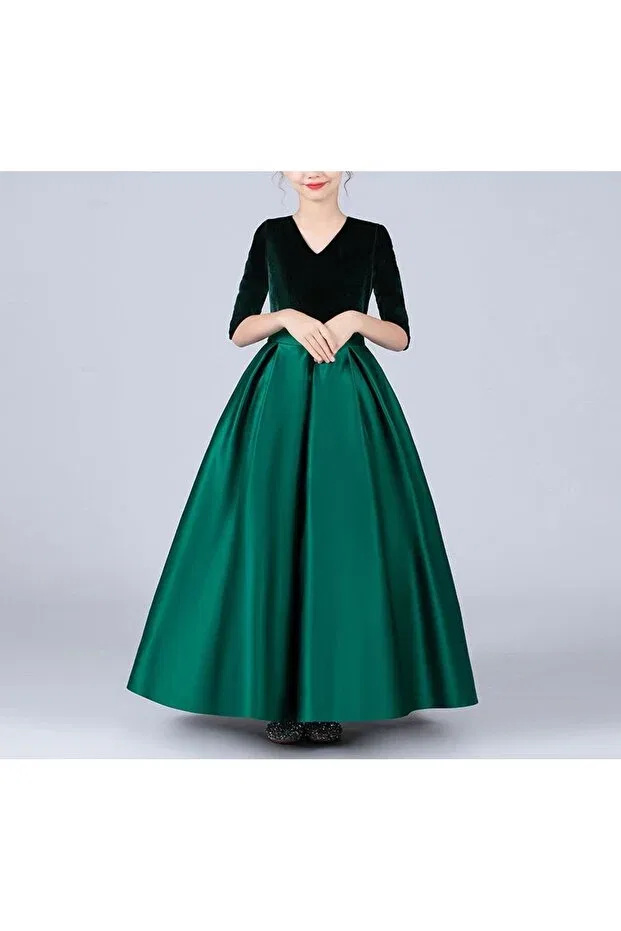 Детское платье для девочек с длинным рукавом New Year's Eve Glam Nsmlife, Emerald Green