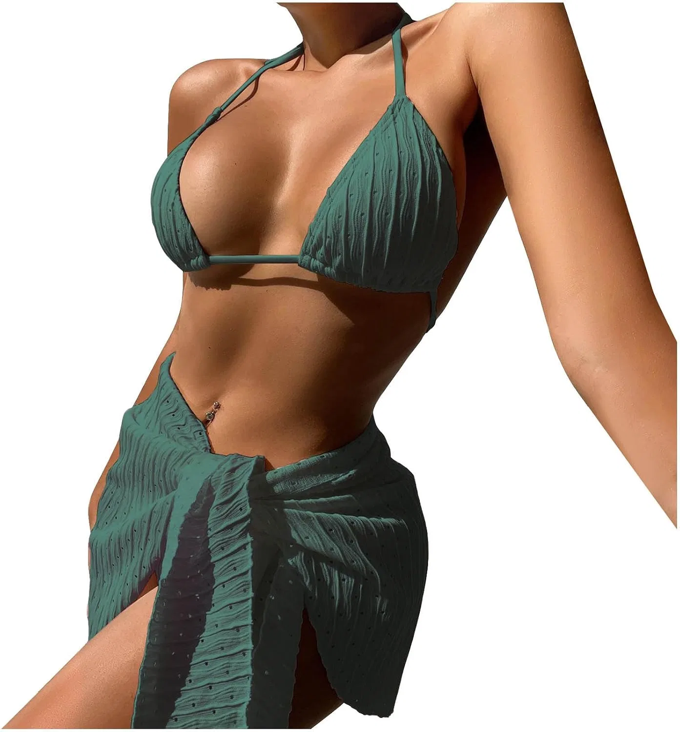 Женский бикини-комплект с саронгом Solid Color, Army Green