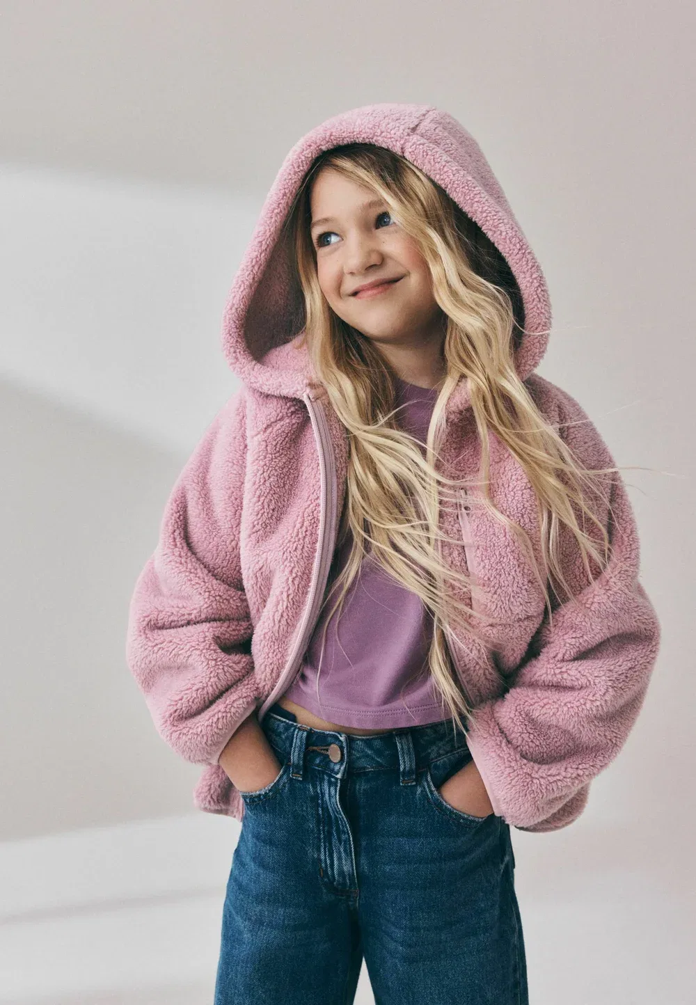 Куртка из флиса с капюшоном и застежкой-молнией, стандартного кроя Next, Pink — фото 2