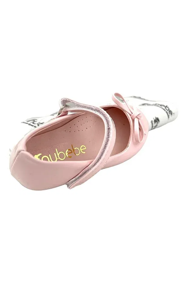 Детские балетки для девочек с бантом Nubebe, Powder Patent Leather — фото 4