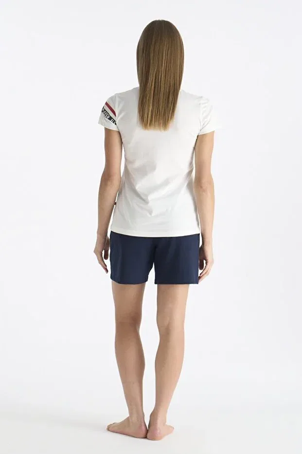 Женский комплект пижамы с коротким рукавом и шортами U.S. Polo Assn., Ecru — фото 3