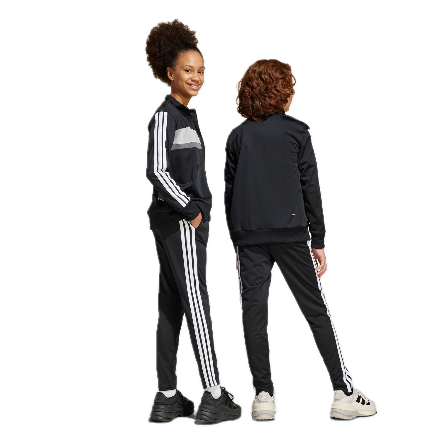 Детский спортивный костюм с тремя полосками Adidas, черный — фото 3