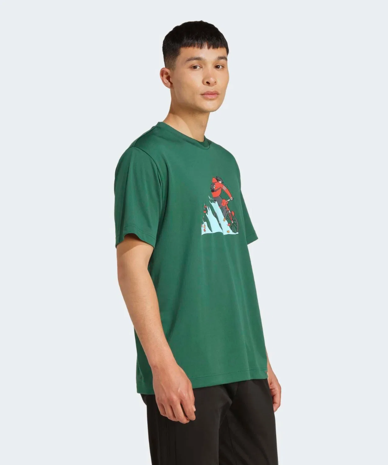 Мужская футболка с принтом Climacool Doodle Hunt Bike Adidas, Зеленый — фото 3