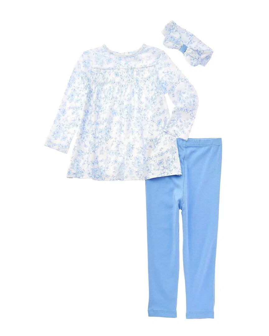 Детский комплект туники и леггинсов с повязкой Little Me Smocked Tunic Set, синий