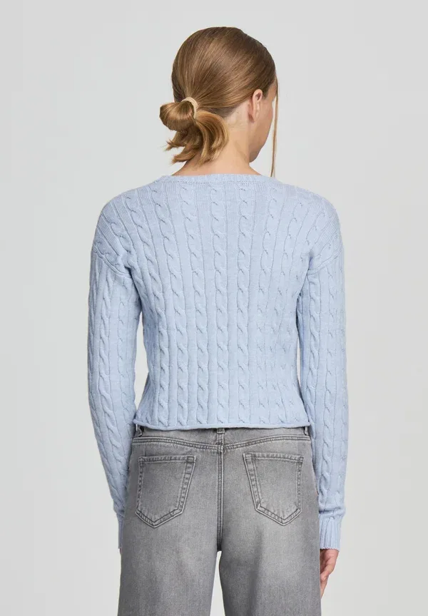 Джемпер вязаный Cable Knit Terranova, Celeste Melange, светло-голубой — фото 3