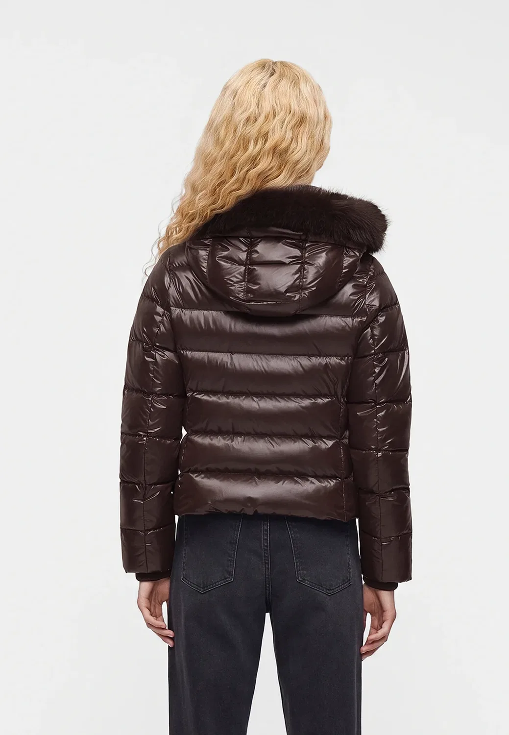 Приталенная гладкая пуховая куртка Tommy Hilfiger, Chocolate — фото 3