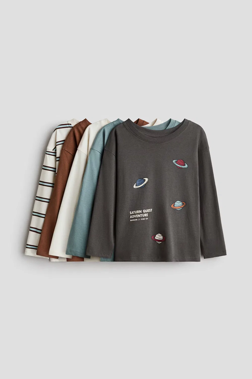 Набор из 5 рубашек с длинными рукавами H&M, Mattblau/Saturn Quest