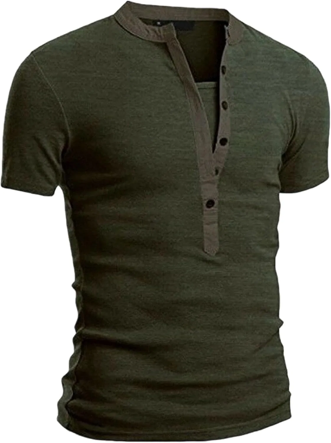 Мужская хлопковая футболка с коротким рукавом, Slim Fit, армейский зелёный
