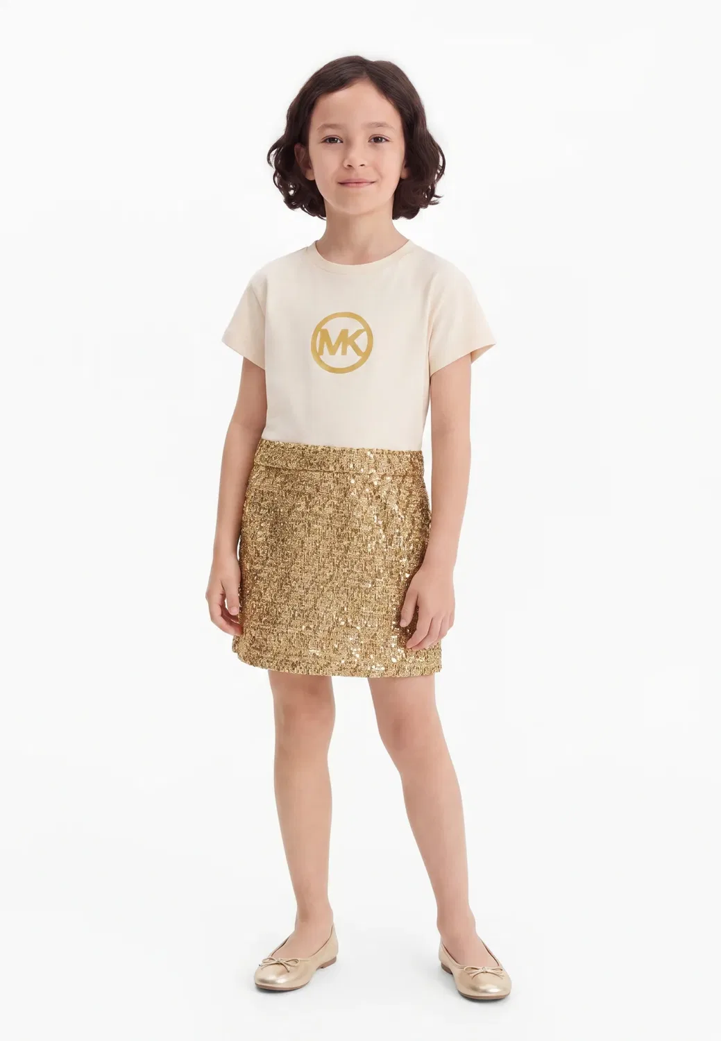 Платье с короткими рукавами - коктейльное/вечернее платье Michael Kors Kids, Gold-Coloured