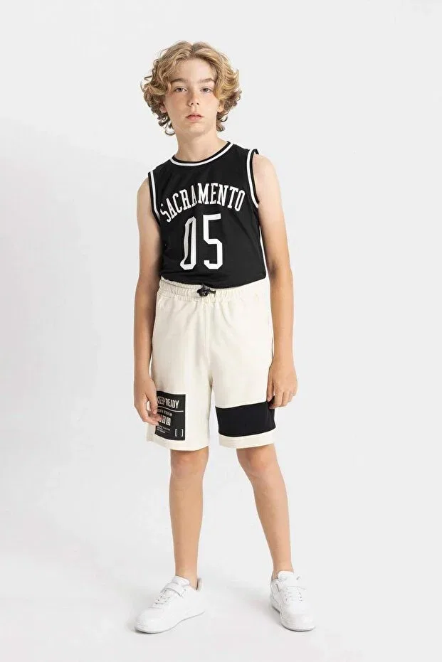 Детские шорты для мальчиков однотонные Defacto, Ecru-Er102 — фото 4
