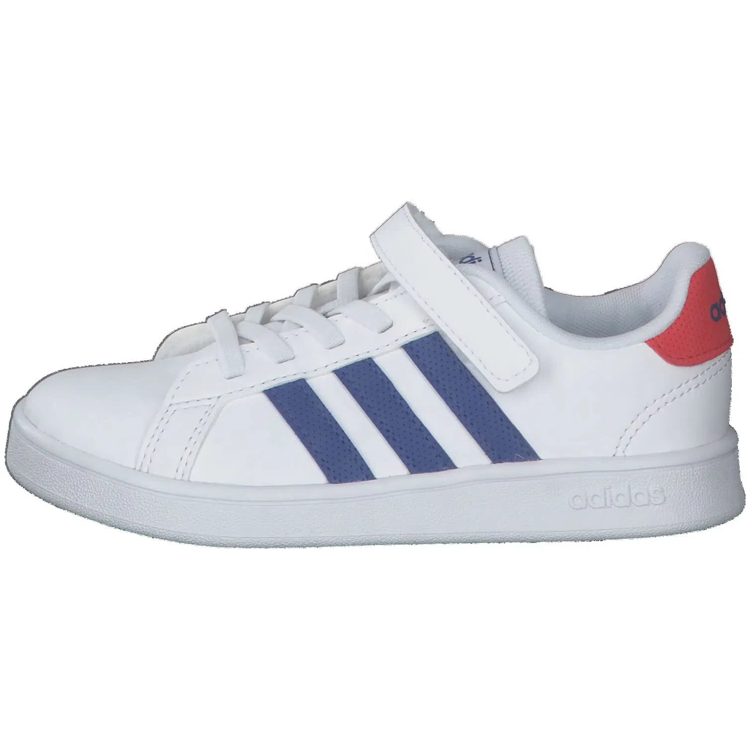 Детские кроссовки для мальчиков с липучкой Grand Court Adidas, White Team Royal Blue Vivid Red — фото 2