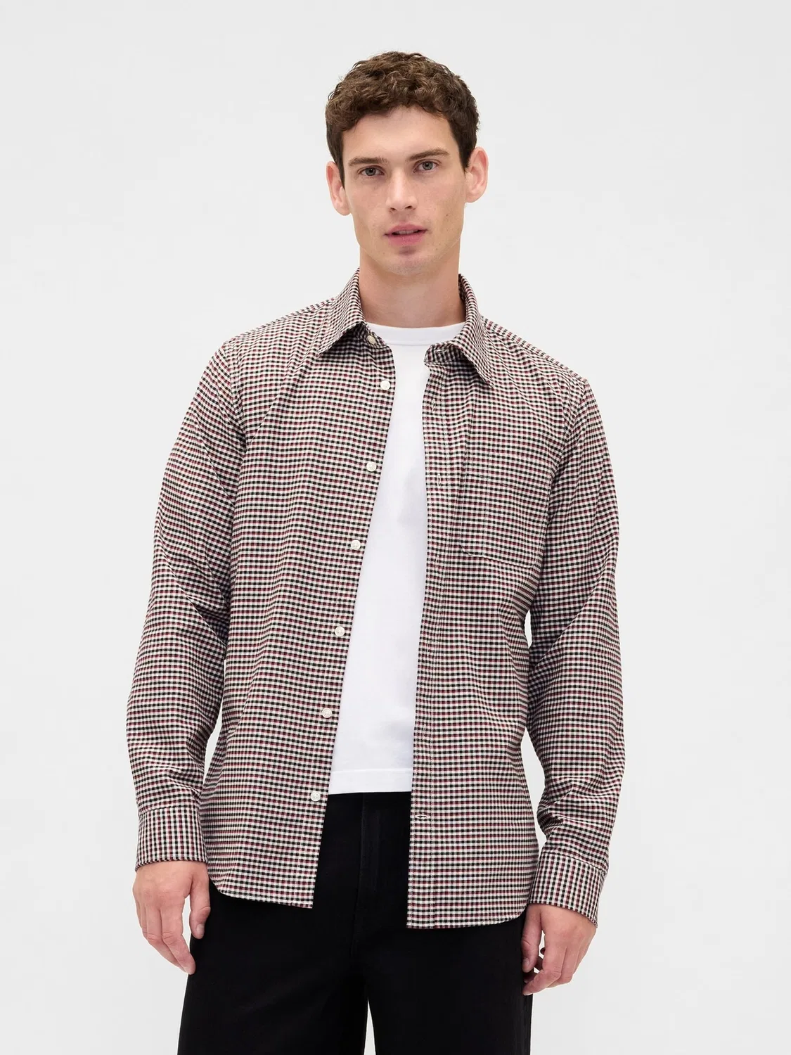 Рубашка оксфорд из стрейч-хлопка Gap Burgundy Red, бордово-красный