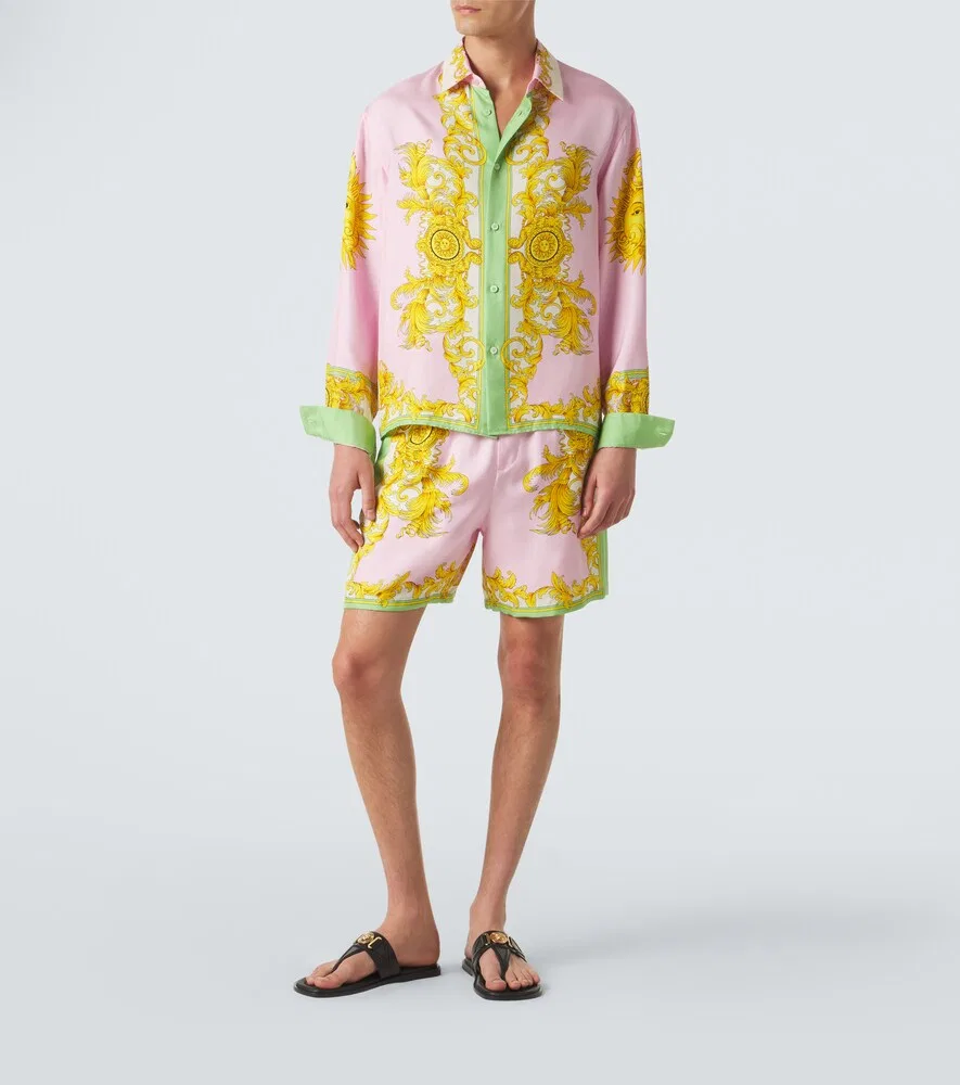 Шелковые шорты с принтом Versace, мультиколор — фото 2