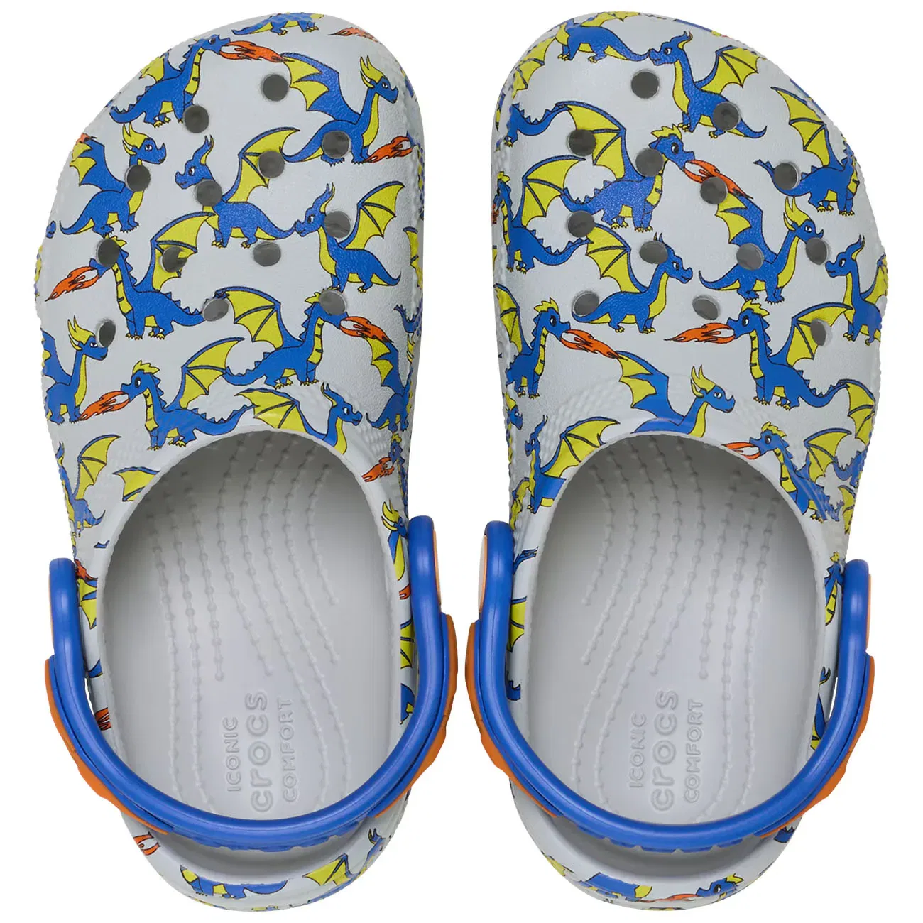 Детские сабо для мальчиков с принтом Classic Dragon Graphic Clog T Crocs, Gris — фото 3