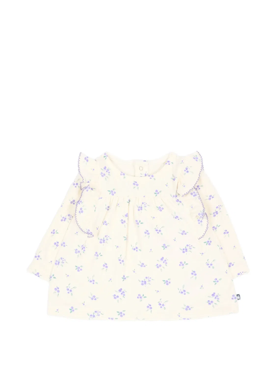 Блузка с оборками и цветочным принтом Petit Bateau, белый