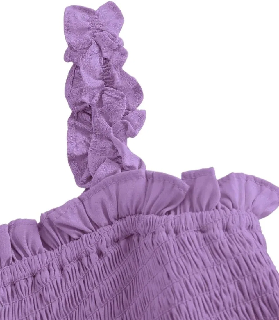 Женское A-силуэта длинное платье с воланами, Purple — фото 4