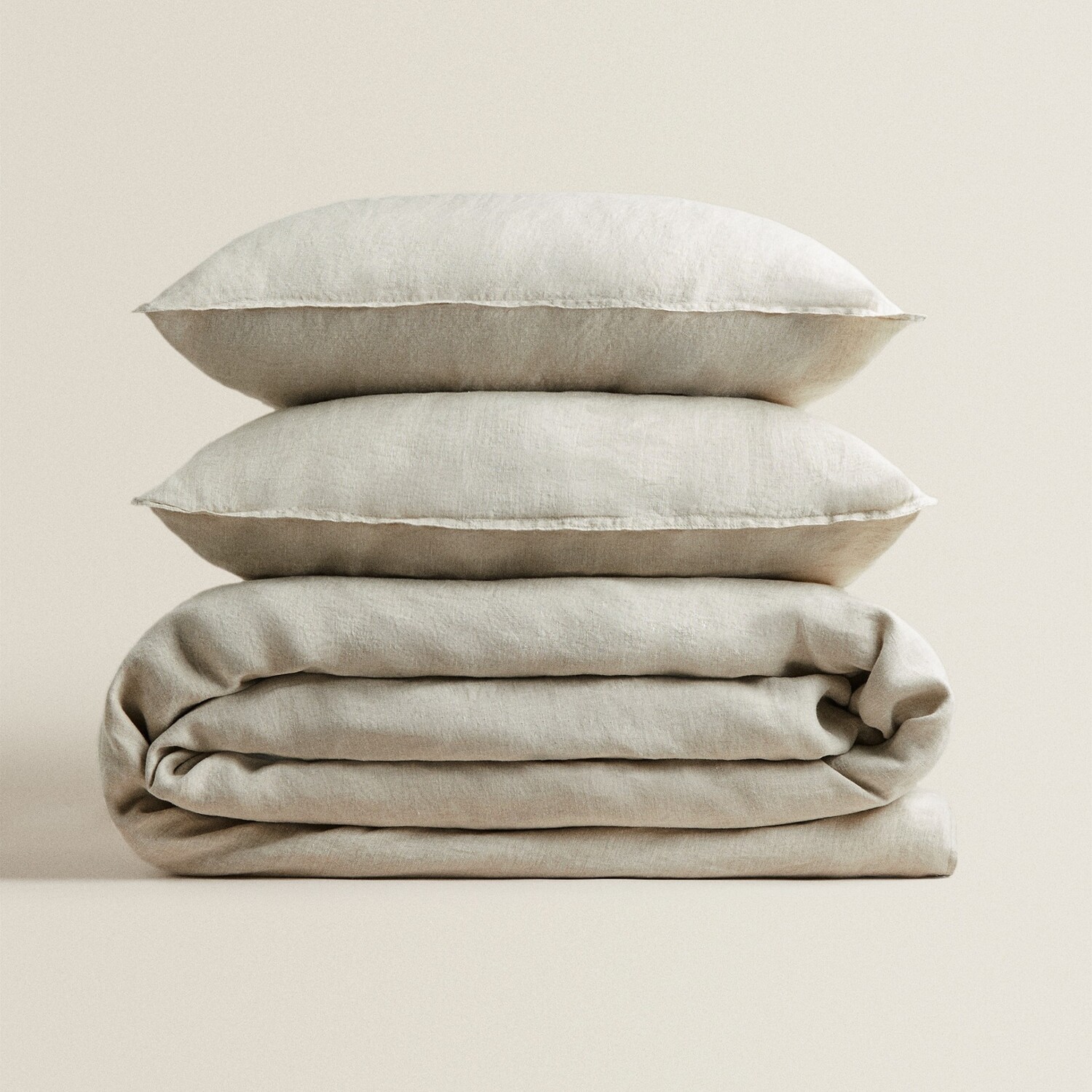 

Пододеяльник Zara Home Washed Linen (160 GSM), 200x200, светло-бежевый