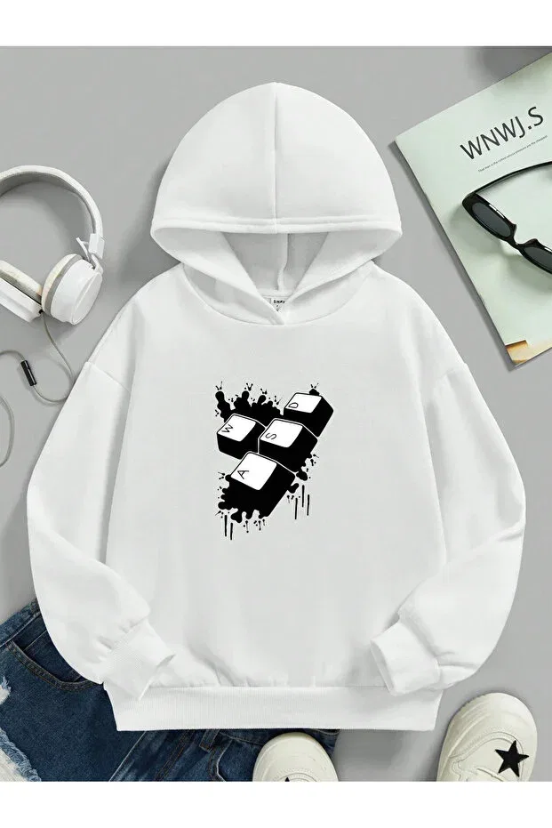 Детское худи с принтом для девочек Yunayt, White