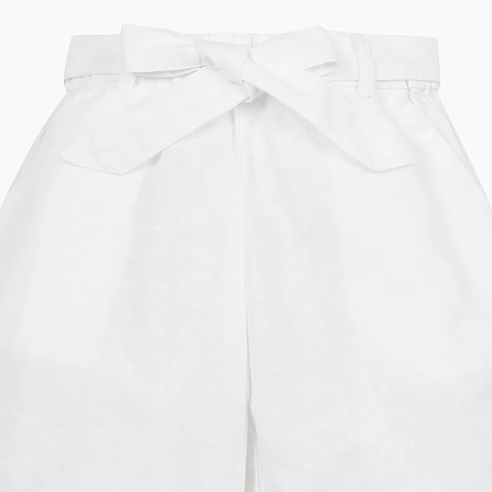 Детские широкие брюки из льна и хлопка белые от Benetton Kids — фото 3