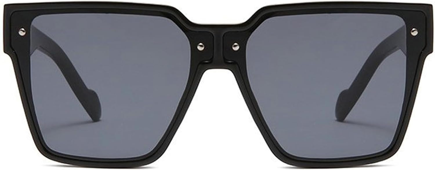 

COTIA Ретро-модные большие квадратные солнцезащитные очки для женщин, винтажные солнцезащитные очки для мужчин, прямоугольный дизайн, модные заклепки, панк-очки, Black