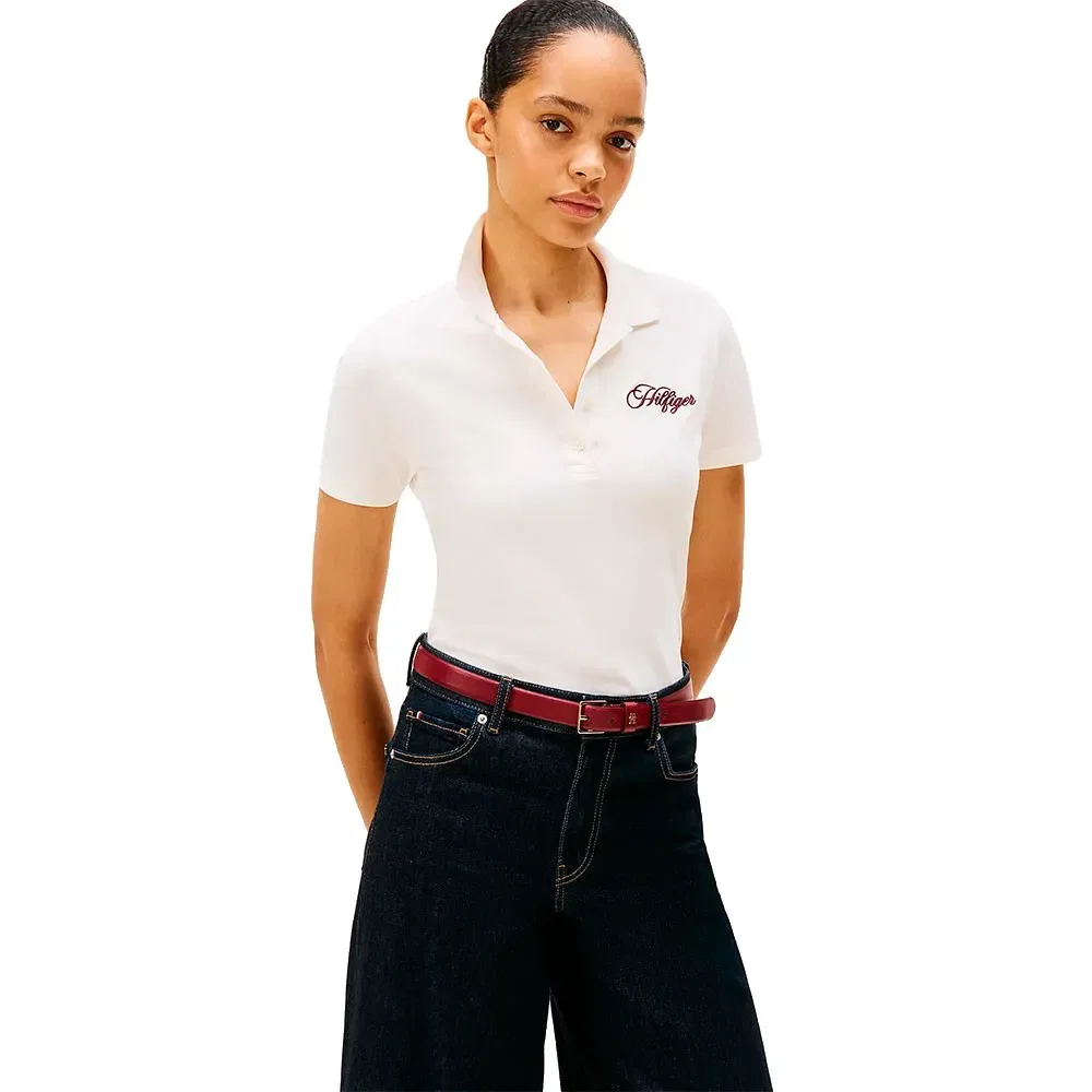 Поло с коротким рукавом Script Slim Fit Tommy Hilfiger, белый