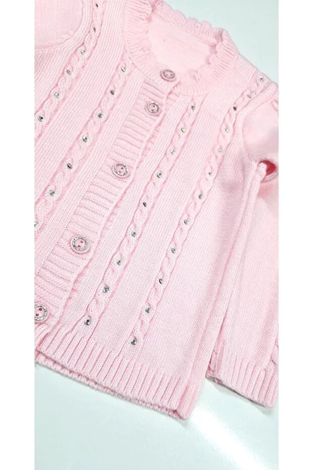 Детский кардиган для девочек хлопковый Stoned girl's cardigan Seabubbles, Pink — фото 2