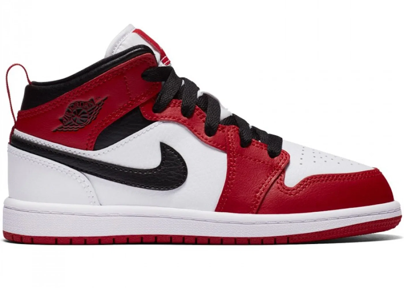 Детские кроссовки с высоким берцем Jordan 1 Mid Chicago 2020 PS Jordan, White/Gym Red-Black