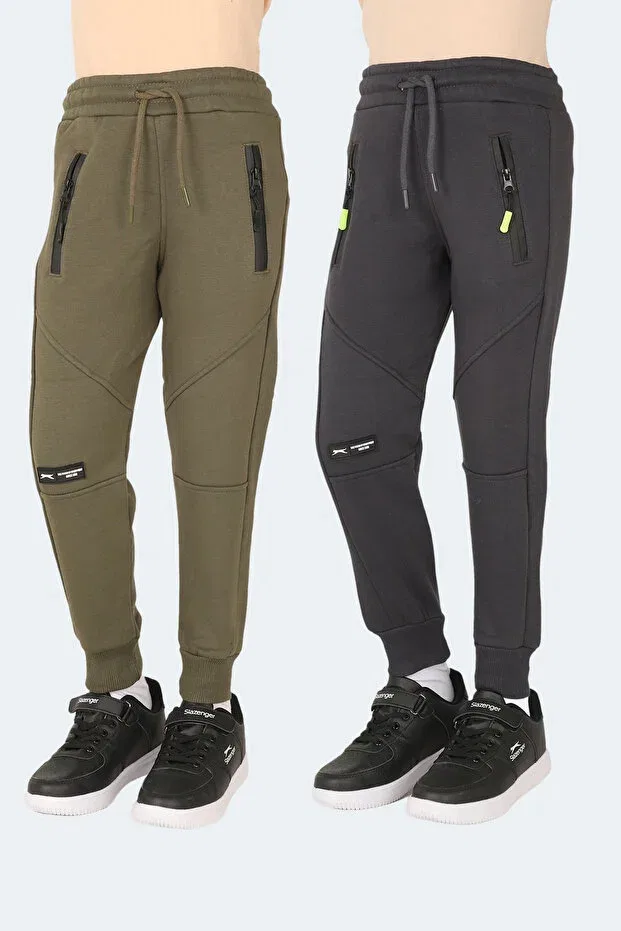 Детские спортивные штаны для мальчиков с эластичным манжетом Lamya Slazenger, Khaki - Dark Gray