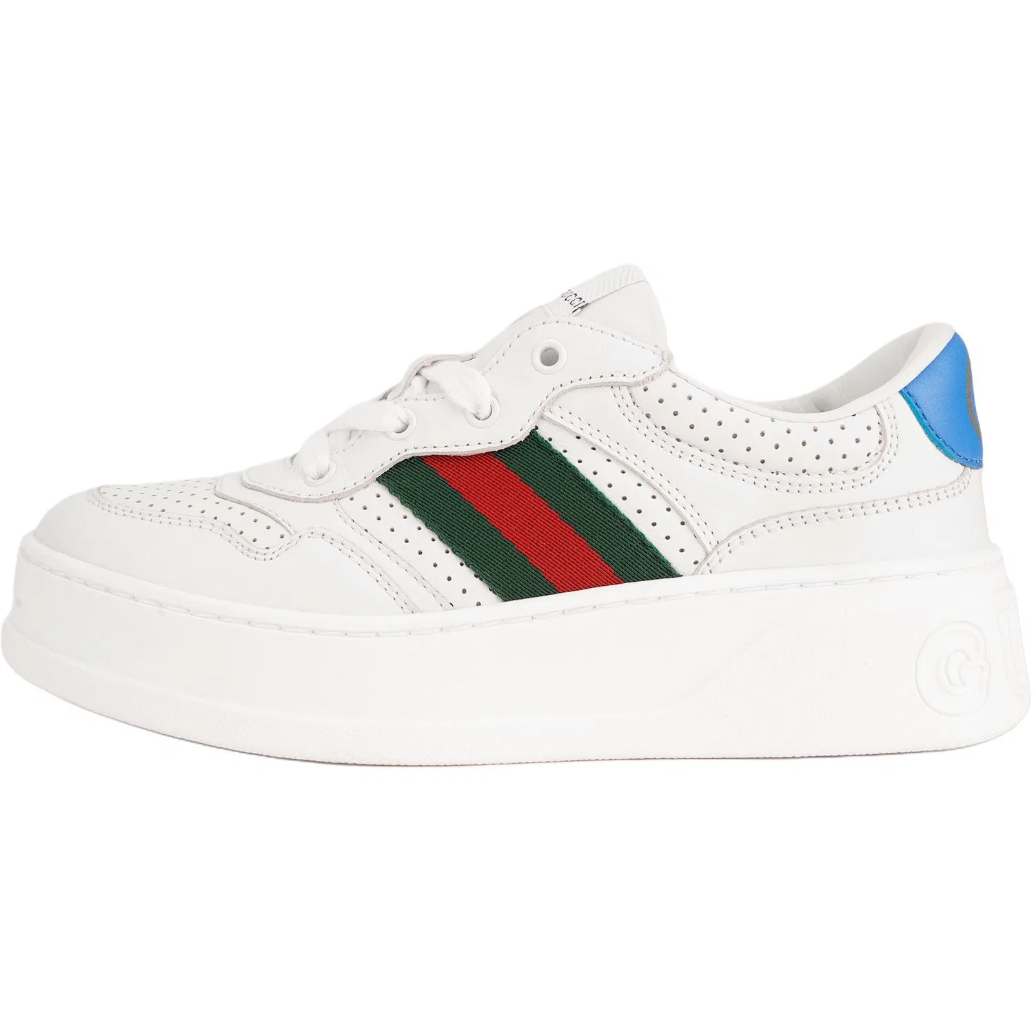 Детские кожаные кроссовки для скейтбординга с веббингом GUCCI, White
